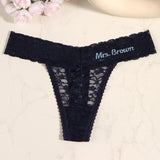 Custom Embroidered Name Lace Panties for Women Personalized Letter Bridal Underwear Wedding Honeymoon Gift