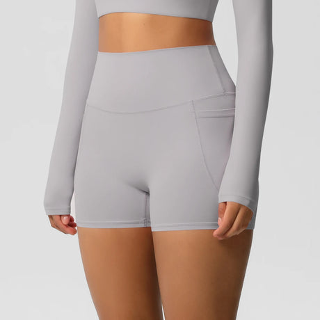 Solid Color Yoga Pants With Pockets Quick Drying High Waisted Gym Push Up Yoga Shorts for Woman Breathable Workout Fitness Short