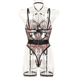 Leopard Print Strappy Bodysuit Blue Caged Harness Lingerie Sexy Mesh Sheer Teddy Underwire Erotic Lenceria Mujer