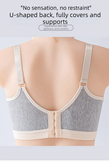Pure Cotton Double Button Breastfeeding Bra Comfortable Breathable With Thin Gathered Maternity Bra Anti Sagging No Underwire