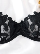 Transparent Floral Two Pieces Exquisite Lace Lingerie Set Ultrathin Bra Briefs Set Solid Exotic Lingerie for Ladies See Through