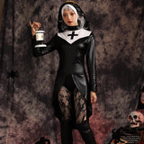 Saintlike Seductress Costume Sexy Vinyl Nun Halloween Costume Fancy Dress
