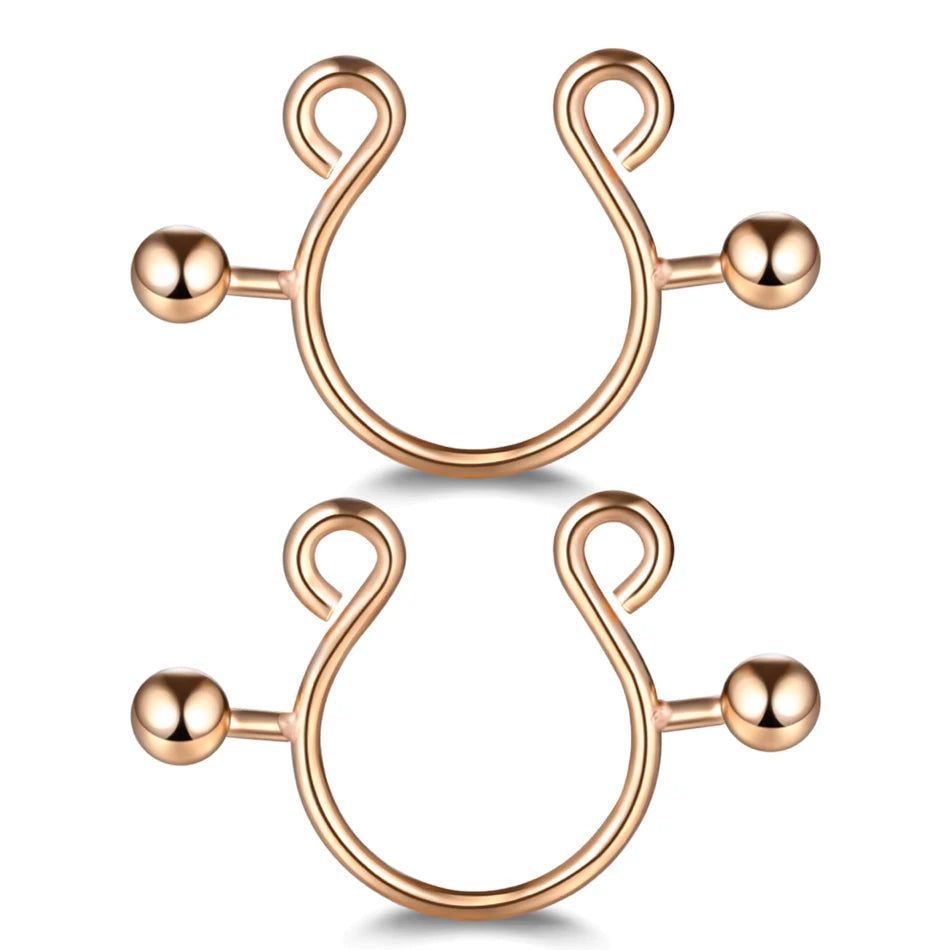 2pcs/lot Surgical Steel Fake Sexy Nipple Clip Rings Charm Faux Nipple Shield Non Piercing Rings Body Jewelry for Women Gift