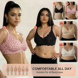 Bras for Women No Underwire Scalloped Wireless Push Up Bra Seamless Full Coverage Supportive Plus Size Tshirt Bra, Soft Breathable Comfortable Bralette, Leopard & Polka Dot Print Ice Silk Bra