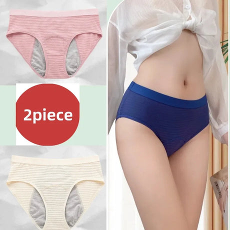 2PCS/set Leak Proof Menstrual Panties Cotton Shorts for Women Waterproof Briefs Intimates Physiological Female UnderwearXS-2XL