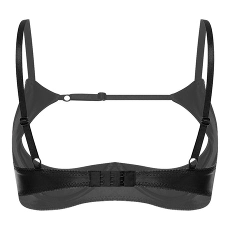 Womens Satiny 1/4 Cup Bra Solid Cut Out Adjustale Straps Underwired Shelf Bra Hollow Out Supportive Balconette Bra Underwear
