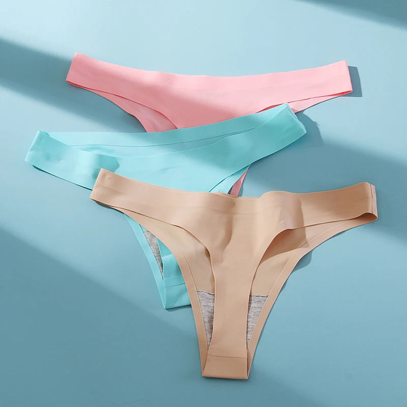 WarmSteps 4PCS/Set Sexy Women Panties Silk Satin Female Thongs Lingerie Soft Cozy Underwear Hot G-Strings Seamless Sports T-Back