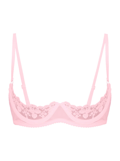 Women's Sexy Open Cup Bra Tops Sheer Floral Lace Underwire Push Up Bralette Cupless Lingerie Exposed Breast Underwear Nightwear