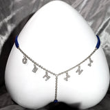 Sexy Women Custom Thong with Letter Metal 12 Constellations Body Waist Chain Jewelry Panties Girl Personalize Underwear Gift