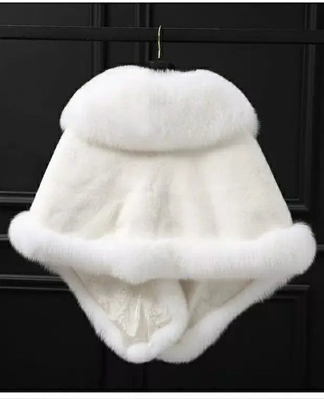 White Fur Shawl Women's  Jacket  Autumn Winter Faux Mink Fox Fur Dress Cheongsam Cloak Coats New 2026 Thicken Warm Short Outwear