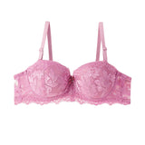 French Lace Half Cup Bra Women's Sexy Thin Top Thick Bottom Underwire Push Up Bra Comfortable Plus Size Bra Lingerie