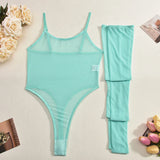 Toucheart Erotic Dress with Leg Socks Mesh See-through Patchwork Seductive Body Shaping Backless Women Intimate Hollow Dress Set