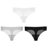 1/3PCS Sexy Women's Low Waist Light Transparent Panties Solid Color Underwear Antibacterial Crotch Ice Silk Underwear Briefs