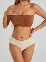Women's Plus Size Strapless Front Closure Bandeau Bra Seamless Wireless Bralette Tube Top Non-Slip Everyday Brassiere
