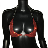 FestivalQueen Sequined Tops for Women Crystal Diamonds Boob Bra Party Club Metal Strap Rhinestone Bras Silver and Gold