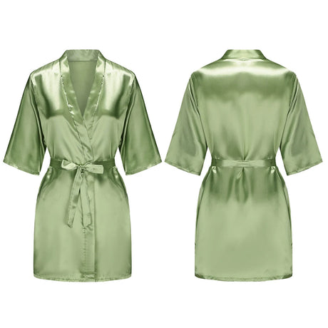 Women's Pure Short Silky Robes Bridesmaid Bride Party Satin Robes Sleepwear