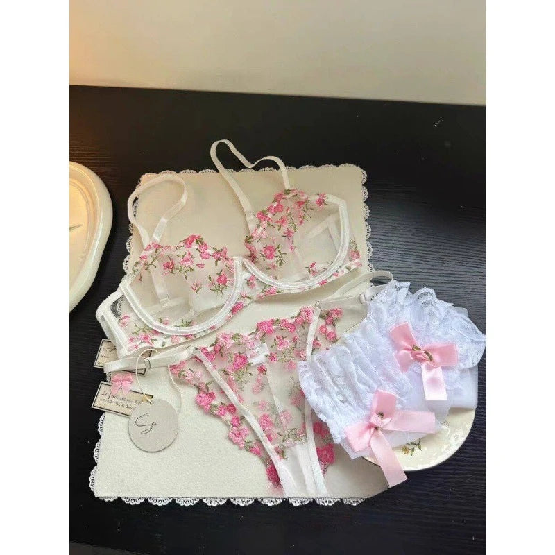 Sexy Sheer Lace Flower Embroidery Underwire Bra for Women, Large Breast Minimizer Anti‑Sagging Comfort Everyday Wear YEMOMO S‑XL