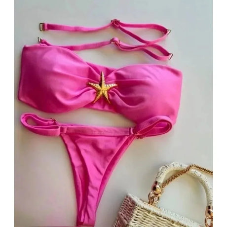 2026 New Sexy Solid Micro Bikini Set Strapless Split Swimsuit Thong Bathing Suit Women Swimwear Biquini Suit Up Bikinis Mujer