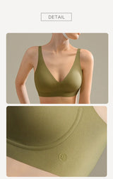 SUJIIN Sexy Seamless Wireless Bras for Women Push Up Padded Soft Support Invisible Lift V Neck Bralette Smooth Bra Female MX208
