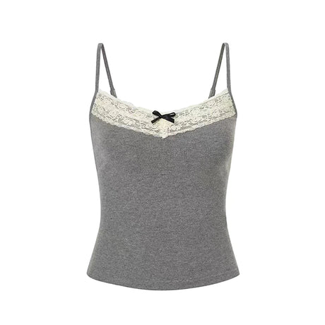 Sexy White Knit Camisole Lace Tank Top Cropped Vest Women's Sleeveless Crop Tops with Chest Pad Y2k Cute Summer Slim Undershirt