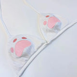 SENMHS Original Japanese Sweet Lolita Cat Girl Cosplay Set Women Kawaii Cat Paw Bikini with Hooded Bodysuit Photo Shoot Hallowee