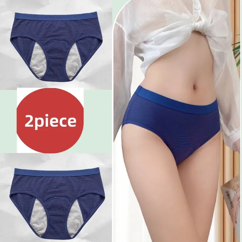 2PCS/set Leak Proof Menstrual Panties Cotton Shorts for Women Waterproof Briefs Intimates Physiological Female UnderwearXS-2XL