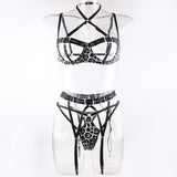Sexy Lingerie Set for Women Hollow Out Open‑cup Underwire Bra Garter Belt Multi‑piece Bondage Lingerie Kit