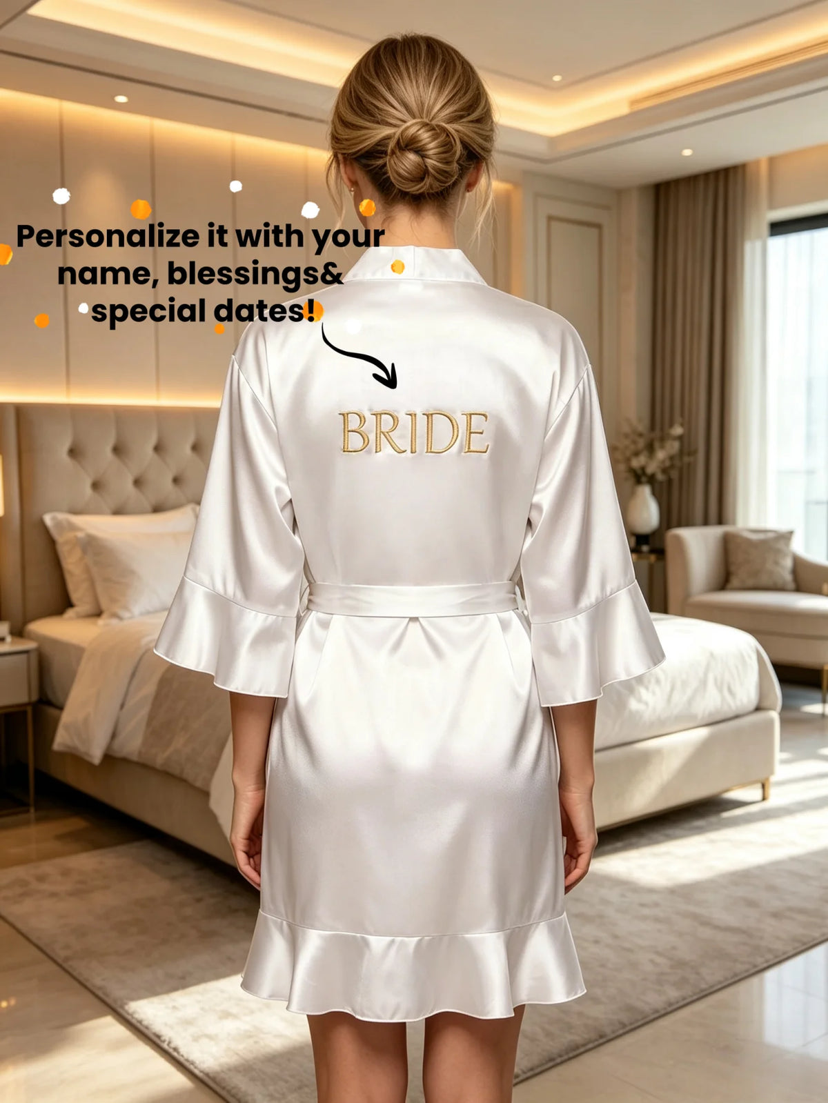 Custom Name Embroidery Satin Kimono Robe Personalized Name Bridesmaid Bride Wedding Getting Ready Morning Robe Bridal Party Gift