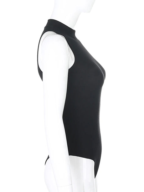 Harajuku Solid Jumpsuit Women Sleeveless Bodycon Sexy Black Body Tops Fashion Streetwear Vintage Y2k Gothic Bodysuits Clothing