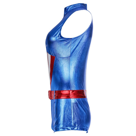 Sexy Women Captain Jumpsuit Costume Cosplay America Superhero Bodysuit Halloween Party Rompers Sexy Zentai Suit