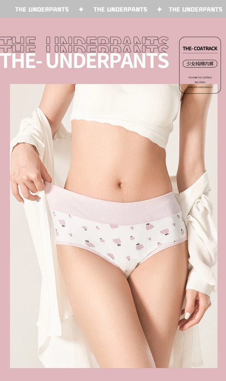 4Pcs Cotton Women Panties Breathable Underwear Fashion Print Ladies Briefs Slim Soft Underpants High-Rise Sexy Ladies Lingerie