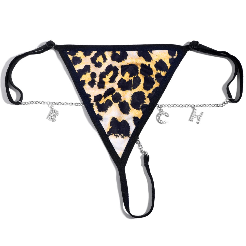Customize Name Crystal Letters Waist Body Chain for Women Sexy Leopard Underwear Bikini Thong Body Jewelry Valentine's Day Gift