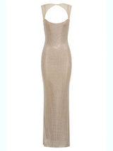 Sexy Square Collar Mesh Patchwork Diamonds Long Dress Women Backless Shiny Rhinestone Slim Dresses Evening Party Cocktail Gowns