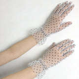 Short Dot Embellished Wedding Veil Performance Gloves for Women Netting Bridal Wedding Gown Polka Dot Gloves Breathable Gloves