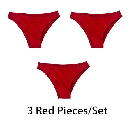 3PCS/Set Women Sexy Cotton Panties Low Waist Bikini Underwear Female Underpants Solid Color Soft Girls Briefs Intimates