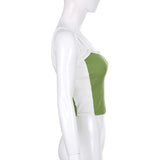 Sleeveless Knitted Crop Tops Green Sexy Basic Patchwork 2023 Summer Casual Cami Backless Y2k Vintage Tank Top Women