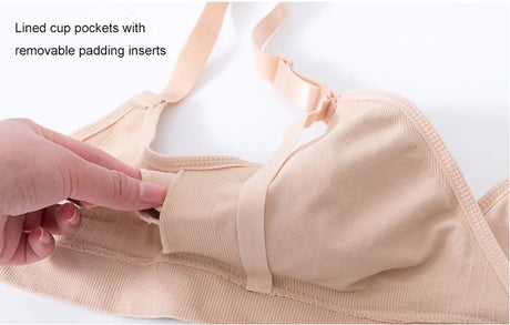 Wireless Low Cut Maternity Nursing Bra With Extender, Removable Pads, Soft Stretchy Breathable Pregnancy Breastfeeding Bra