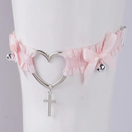 Y1AC Garter Belt for Cross Pendant Bowknot Leg Ring Thigh Sexy Harajuku