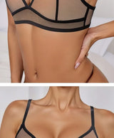 Sexy Transparent Ladies' Brassiere Three-piece Women's Bra Small Bust Mesh Lingerie Ultra-thin Triangle Double Shoulder Straps