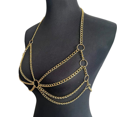 Metal Body Chain Bra Harness Sexy Chest Chain Beach Body Jewelry For Women 2025 Rave Accessories