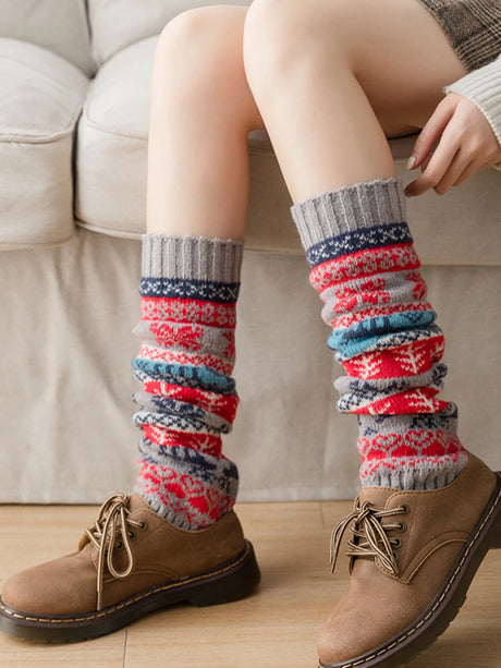 New fall and winter stocking stocking medium long calf socks leg warmers warm socks Christmas snow knit leg socks