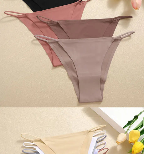 FINETOO 6Pcs/Set Ice Silk Sexy Briefs Thong Seamless Triangle Pants Women Panties Low Waist T-back Underwear Female Lingerie