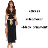 Ancient Egyptian Queen Inspired Ankha Cosplay Costume Set, White/Black Goddess Dress Gold Accents for Halloween & Themed Parties