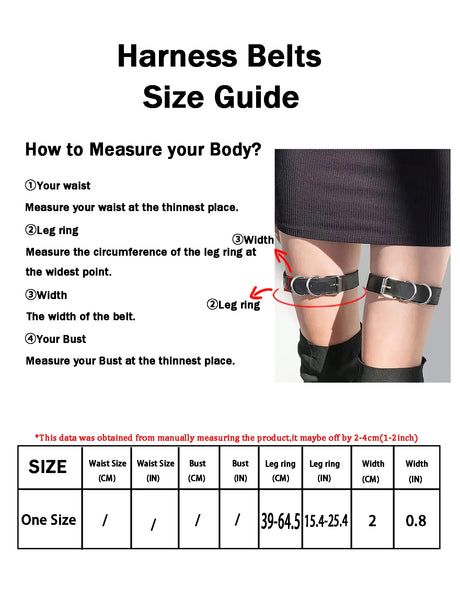 2PCS Women's Fashion Leather Leg Rings Adjustable Sexy Leg Decorations with Daily Date Party BDSM Clothing Accessories