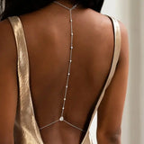 Simple Multilayer Rhinestone Back Chain Necklaces for Women Sexy Metal Shiny Crystal Bikini Waist Chain Body Chain Jewelry Gifts