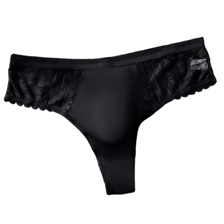 1pc Men's Sexy Lace Briefs Seamless Ice Silk G-String Underwear 3D Bulge Pouch Solid Thong High Elastic Breathable Panties