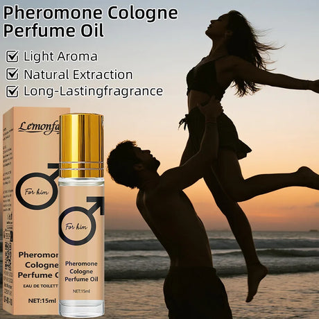 Lemonfay Pheromone Cologne Oil for Men Roll On Perfume Long Lasting Fragrance Portable 15ml Eau De Toilette for Daily Date