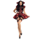 Halloween Day of the Dead Cosplay Sexy Evil Red Witch Costume Purim Masquerade Palace Horror Vampire Queen Masquerade Dress Up