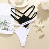 1PCS Women Sexy Cotton Panties Two Belts Hollow Out G-String Thongs Breathable Underwear for Female Solid Color Lingerie S-XL