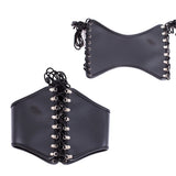 Waist Training 24cm Front Length Tight Lacing Korset for Women Black Leather Underbust Corset Body Shaper